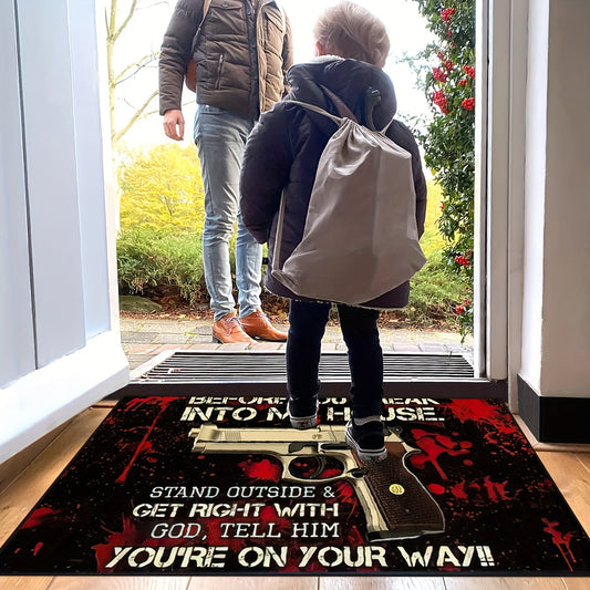 Portable 'Before You Attempt Entry Into My Home, Pause at the Threshold' Welcome Mat - Ideal for Indoor or Outdoor Use, Unique Entryway Decor, Anti-Slip Design, Versatile Rug for Bedroom or Living Space, Great for Photoshoots or Gifting