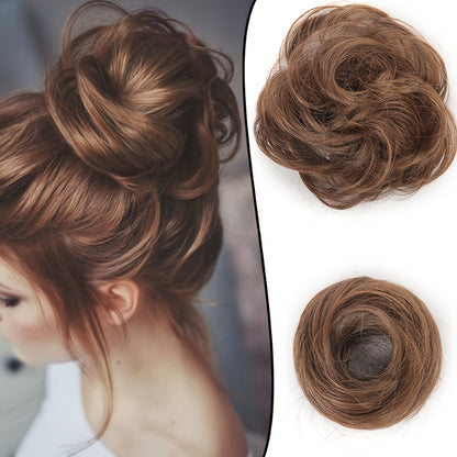 Stylish 3-inch synthetic hair bun ponytail extension for women, ideal for parties and casual wear.