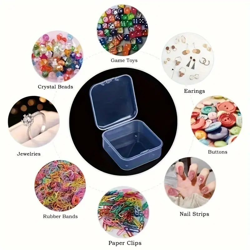 Clear plastic storage containers set with lids - ideal for organizing beads, game pieces, business cards, crafts, and canisters.