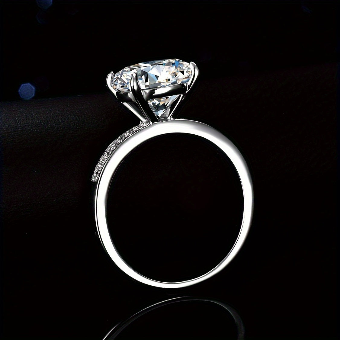 Luxurious 5 Carat Moissanite Engagement Ring - Crafted with S925 Sterling Silver, featuring a stunning Double Row Design and exquisite Pigeon Egg Cut. Ideal for weddings and special gifts, by BINALOVE.