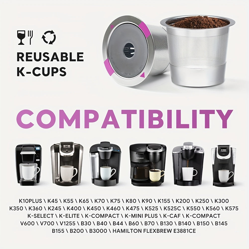 Stainless Steel Reusable K-Cup Filters in 1, 2, or 4 Pack Options - Compatible with Keurig 2.0 & 1.0 Coffee Machines and K-Cup Coffee Makers - Universal K-Cup Pods Included