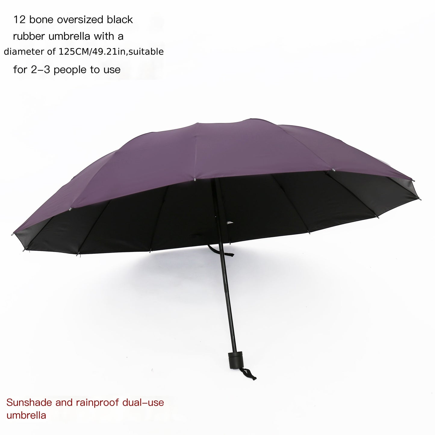 Versatile oversized umbrella with UV, wind, and waterproof protection. Durable 12-rib design with manual open, perfect for family use.