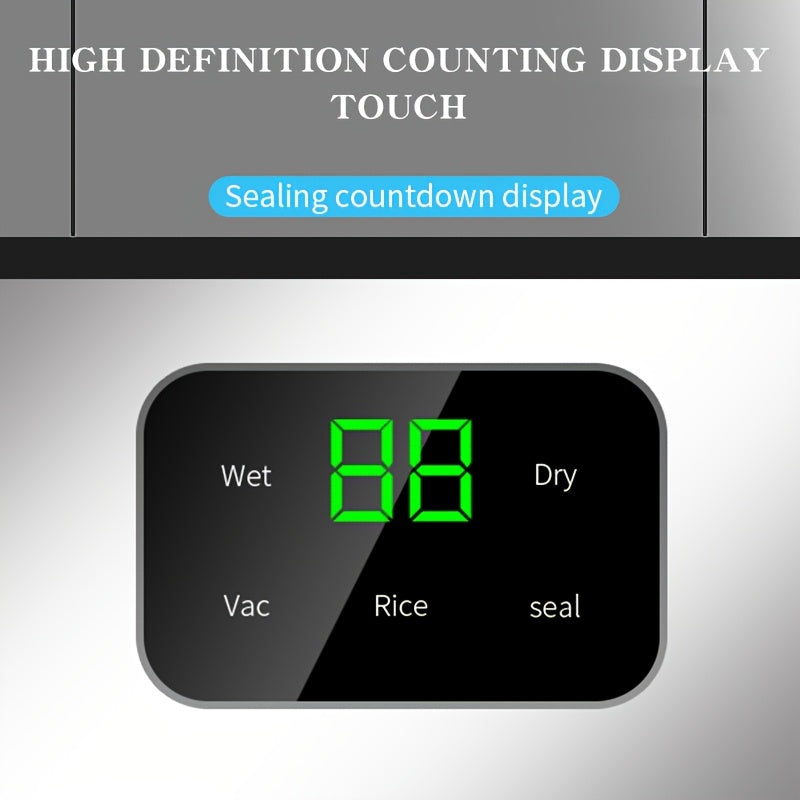 Vacuum sealer machine with touch buttons, digital display, detachable cleaning, and 10 free sealing bags for dry/wet food packaging to keep fresh.