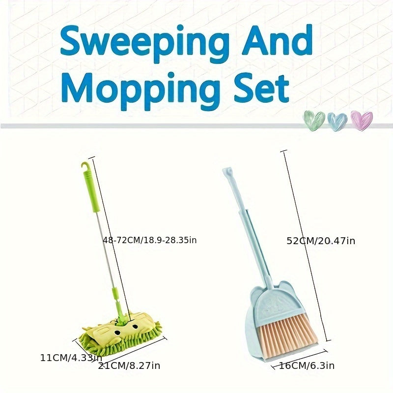 A Cute Mini Broom and Mop Set Perfect for Home Cleaning, Mini Broom Combo for Household Cleaning, Essential Cleaning Supplies and Tools.