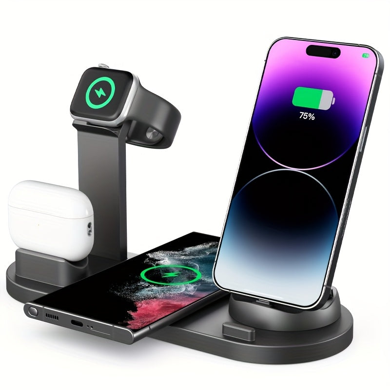 15W wireless charger for iPhone and Samsung devices, AirPods, and iWatch.