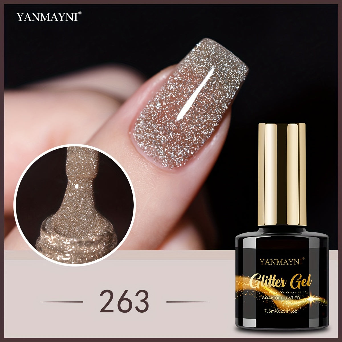 YANMAYNI Sparkling Reflective Glitter Gel Nail Polish - Disco DJ Style, Fragrance-Free, 7.5ml