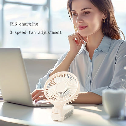 [Trending Item] Foldable USB Rechargeable Umbrella Fan with Clip, Mini Handheld Desk Fan, 1200mAh Battery - YAOWITHSU