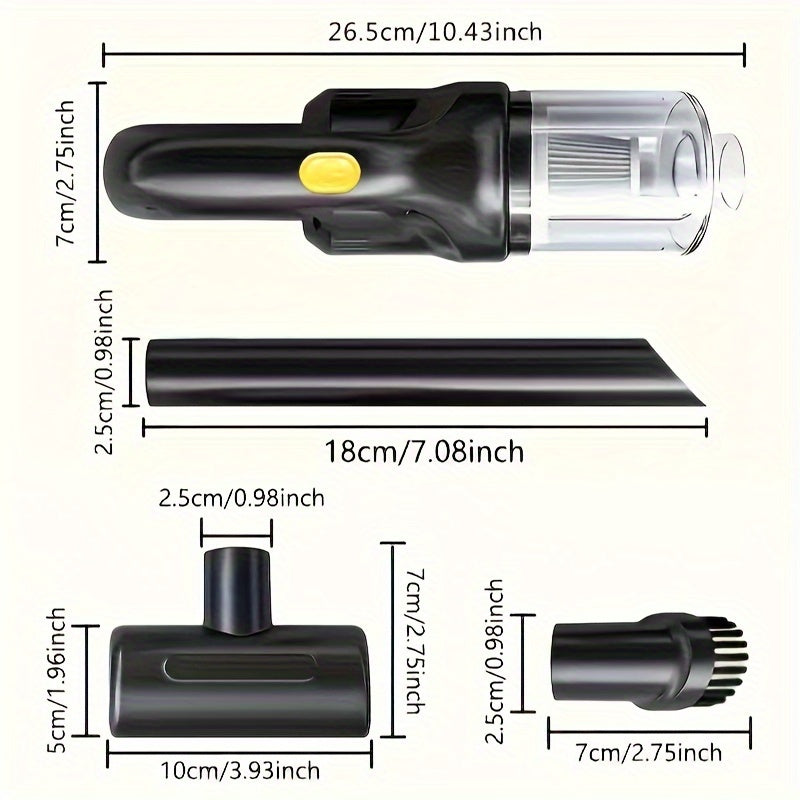 Многофункциональный беспроводной пылесос для дома и автомобиля с USB-зарядкой, мощным всасыванием и аксессуарами.