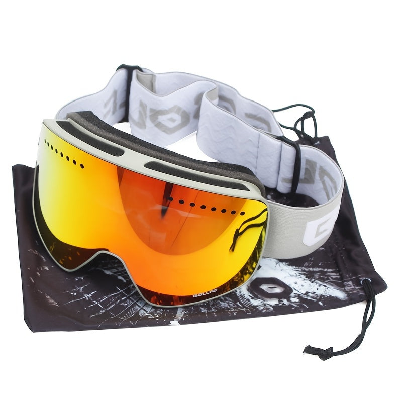 BOLLFO Anti-Fog Ski Goggles for Adults with Magnetic Double Layer Lens, Durable Frame, and Multiple Color Options.