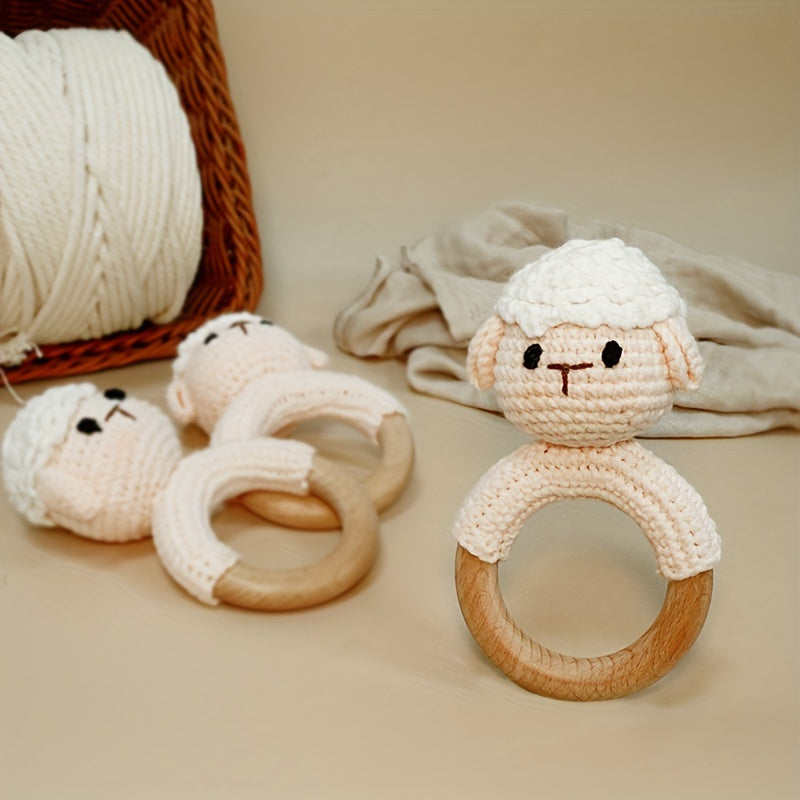 Crochet Sleep Rattle Toy - Soft Knit Animal Doll, Ideal for Soothing & Chewing. Perfect Gift for Christmas, Halloween, Thanksgiving, Easter, Corban Festival. Best Toy for Christmas, Ideal for Thanksgiving.