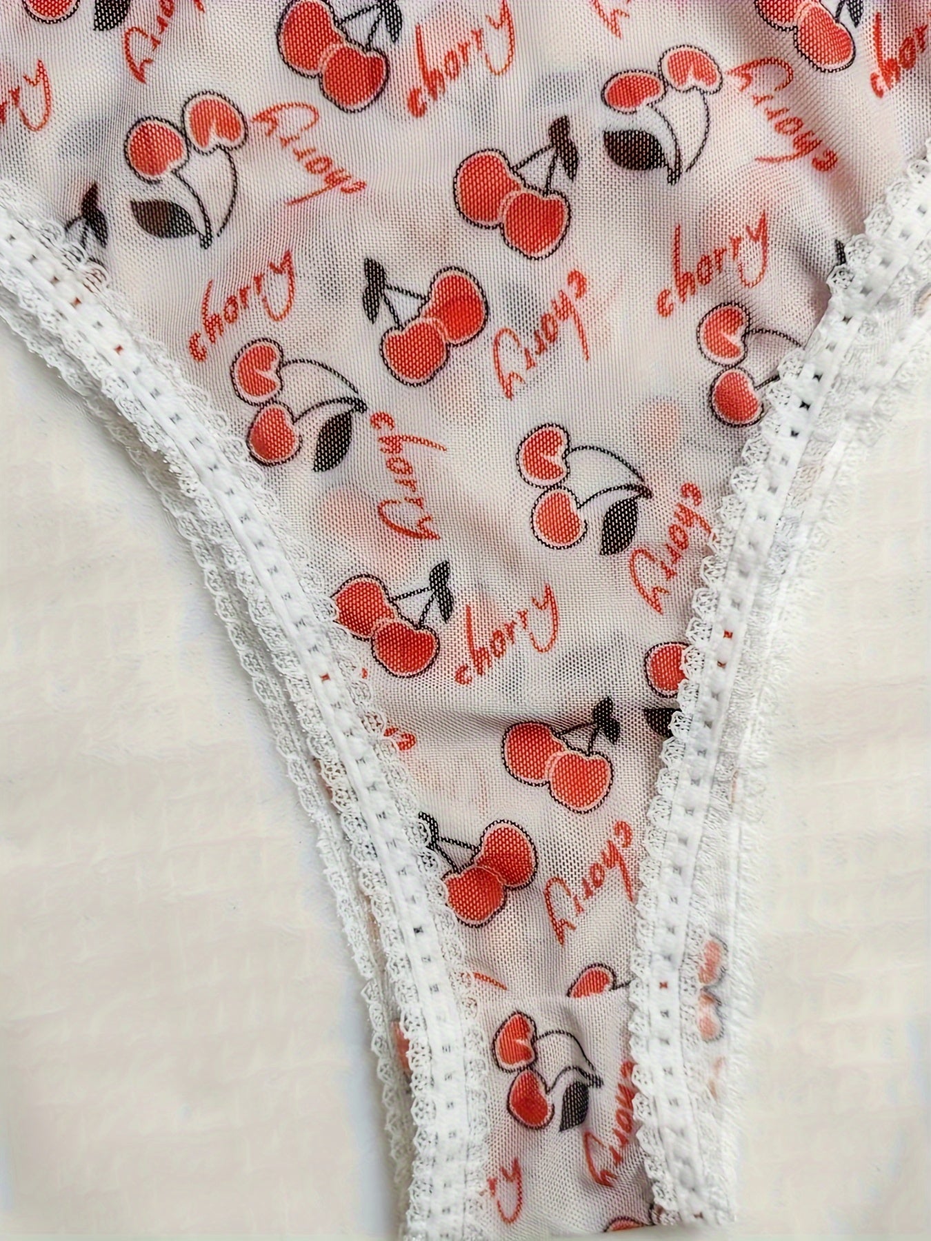 Cherry Print Deep V Body Suit