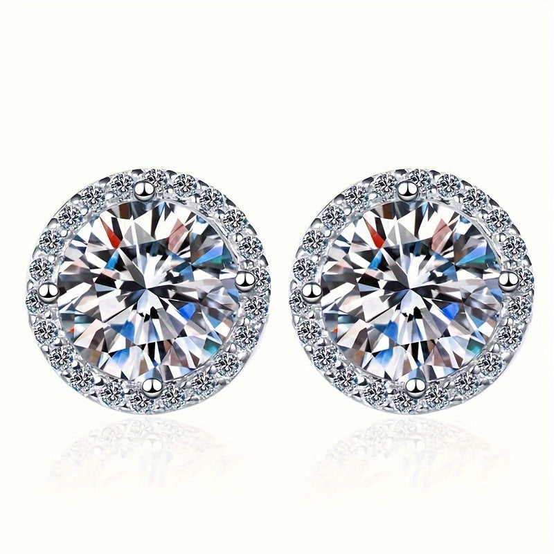 Moissanite Stud Earrings in Vintage Style - Made with 925 Sterling Silver, Suitable for Daily Wear and Gift Occasions, Perfect for Mardi Gras and All-Season Outfits, Hypoallergenic, Comes with a Deluxe Gift Box