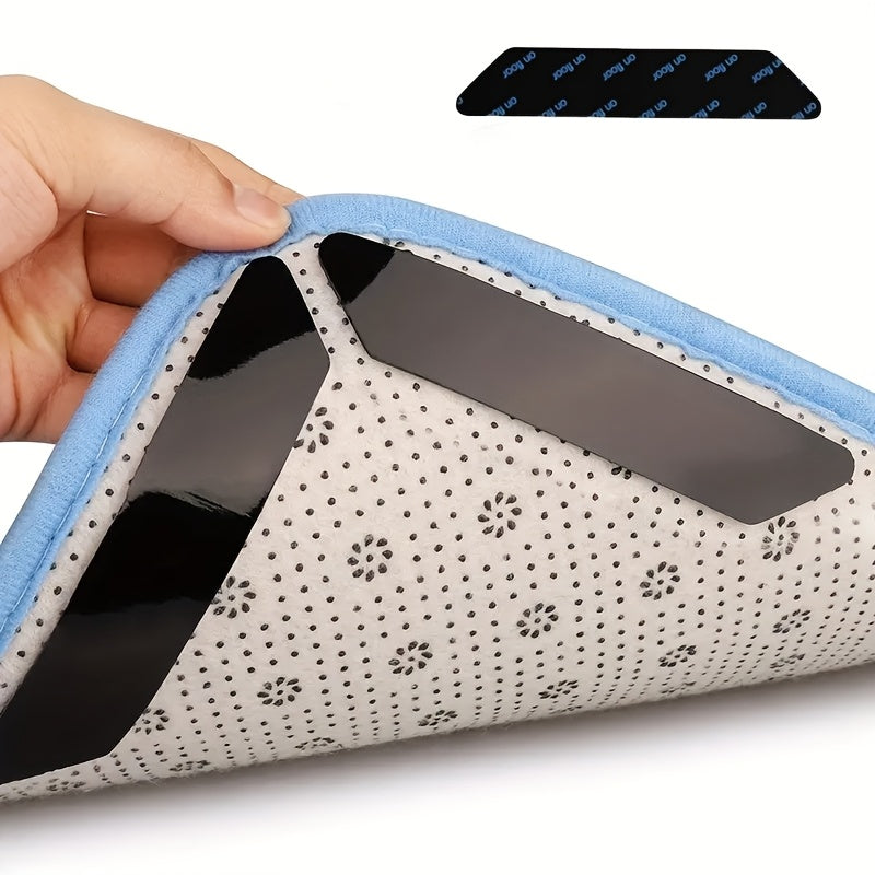 Set of 10 Reusable Non-Slip Carpet Grippers - Easily washable with self-adhesive backing to hold floor mats in place. Made from PET material, perfect for both home and office use. An ideal solution for securing rugs.