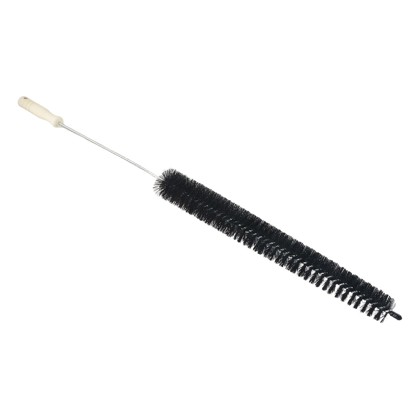 The radiator cleaner brush with a wooden handle and nylon bristles is a versatile tool with a 70cm/75cm metal body for effective dust and lint removal. It is perfect for cleaning vents, air conditioners, outdoor sinks, washers, dryers, refrigerators