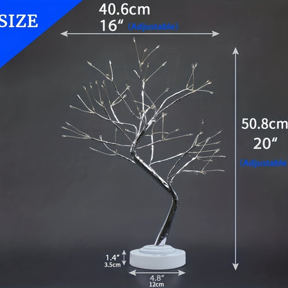 50.8cm Bonsai Tree Light featuring 108 Warm LED Lights. Dual USB/Battery operated. Ideal for Bedroom Ambiance & Holiday Decor. Easy DIY Artificial Tree Lamp.