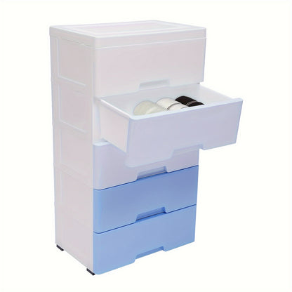 Large 5-drawer plastic storage cabinet with festive Christmas design for toys and home items in kitchen, bedroom, and living room.