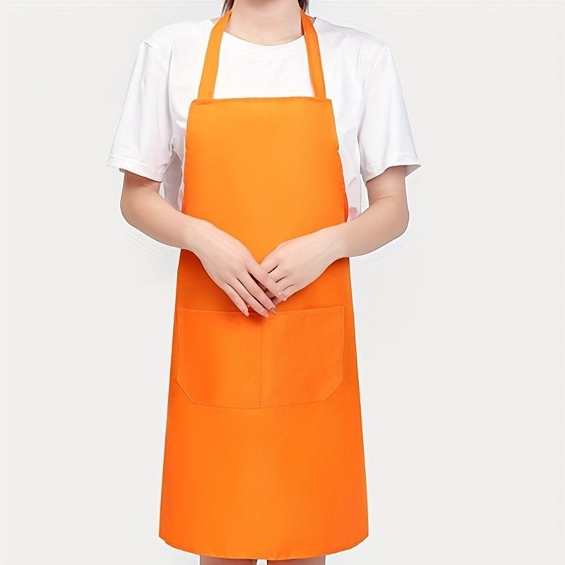 Waterproof adjustable polyester apron with pockets in red, black, and pink. Ideal for cooking, BBQ, and salon use. Great for BBQ essential gear.