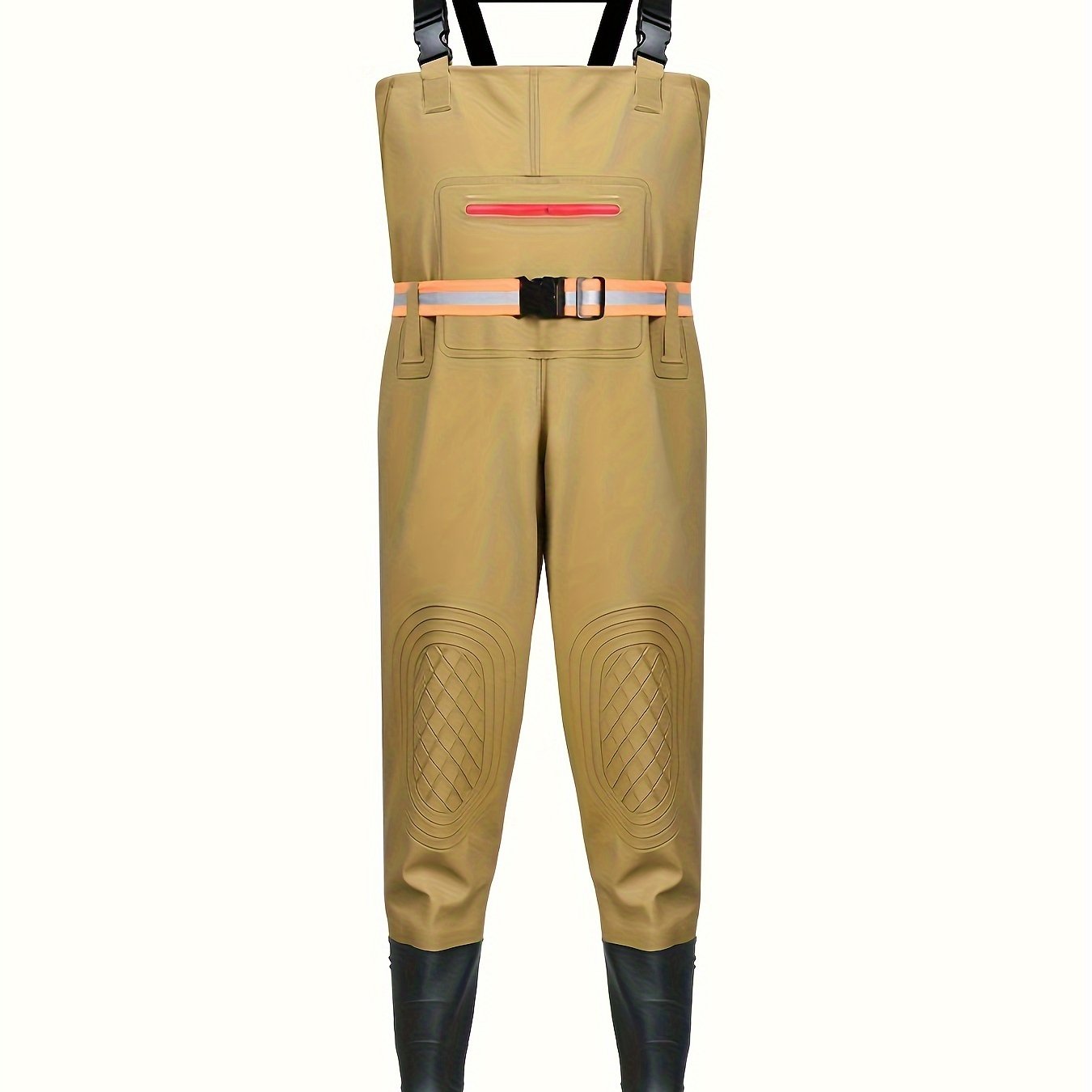 Men's waterproof jumpsuit rain pants with rain shoes and thickened half-body design for fishing and water sports.