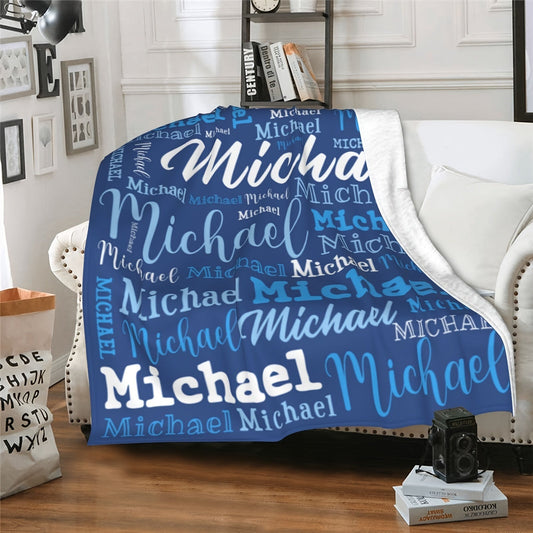 Stay warm and cozy all year round with our custom "Michael" name blanket. This personalized flannel throw is hypoallergenic, machine washable, and perfect for use on the couch, bed, in the office, or while camping. Featuring a soft purple butterfly