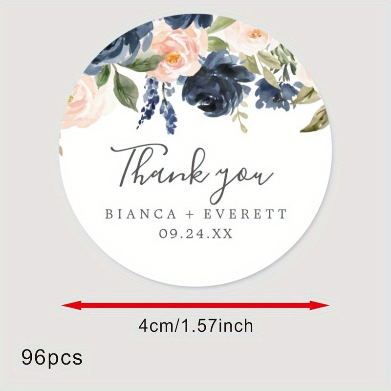 Personalized Round Labels for Bridal Showers - Custom Thank You Stickers with Name & Date, Matte Finish on Recyclable Paper