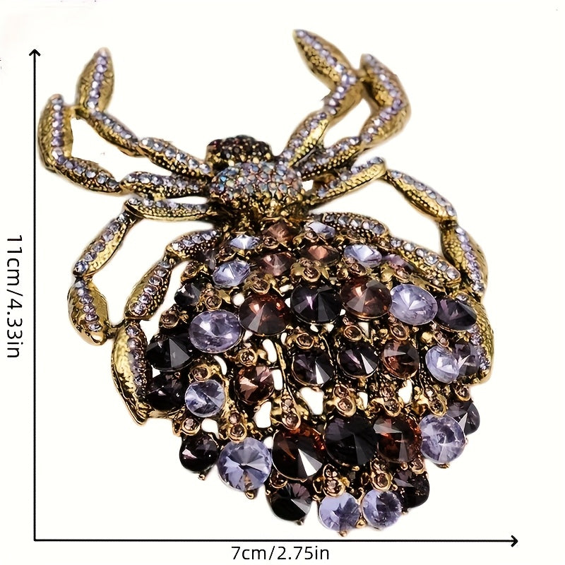 Elegant and Unique Rhinestone Spider Brooch - A Stylish Novelty Accessory for Women, Ideal for Special Occasions like Parties and Proms