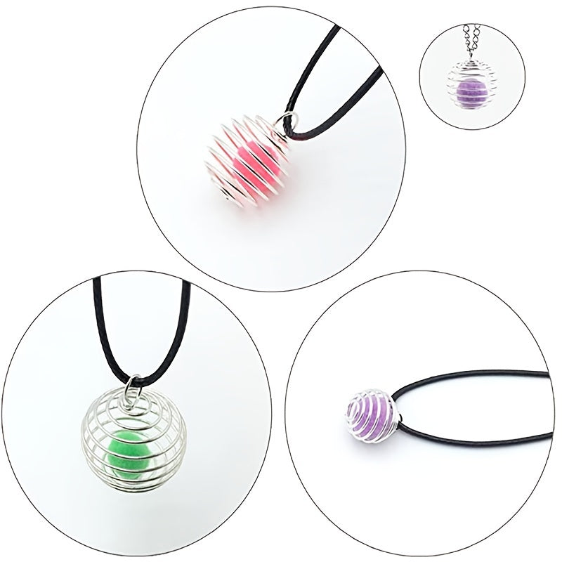 Set of 30 Spiral Bead Cage Pendants in 3 Different Sizes, Silver Finish, Perfect for Necklaces and Jewelry Making Projects