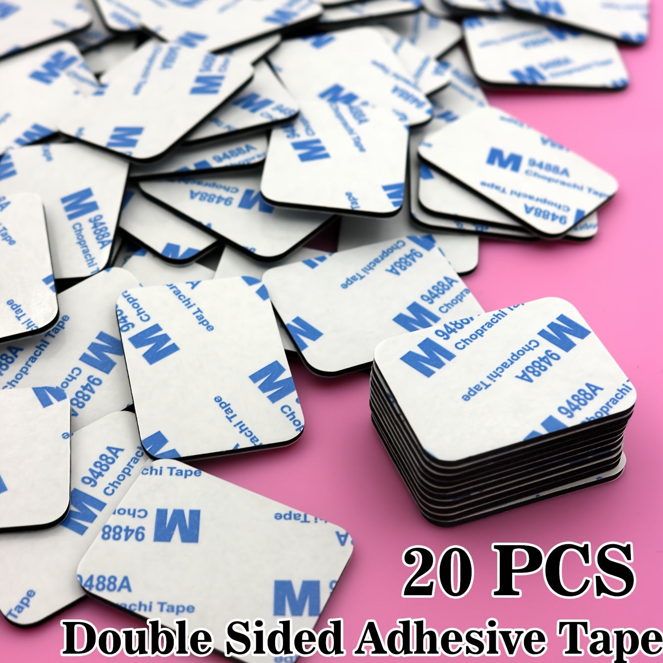 Set of 10/20/60 heavy-duty double-sided adhesive tape strips in black EVA foam for walls, floors, doors, and glass - durable.