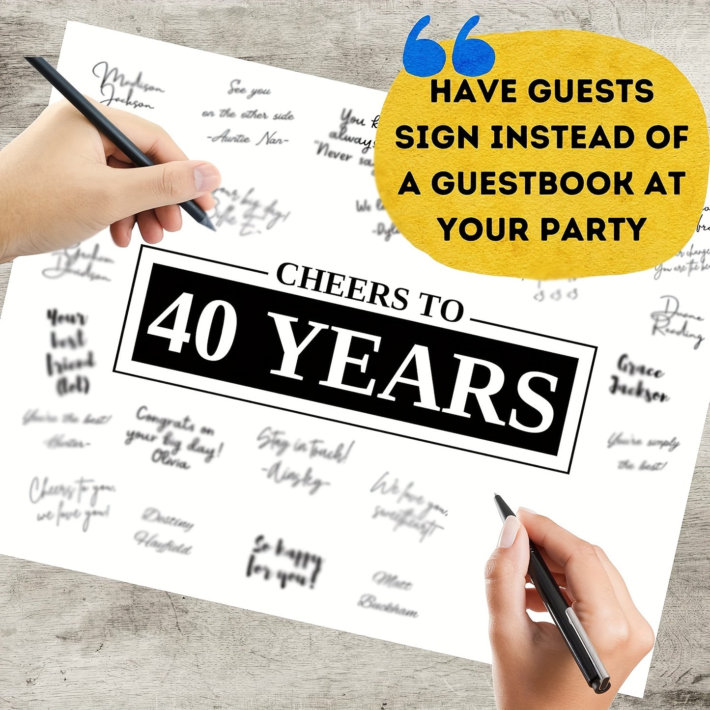 Comedic 40th Birthday Guest Book - Unframed Black Canvas Signing Board for Men & Women, Ideal for Fortieth Anniversary & Retirement Decor, 12x16