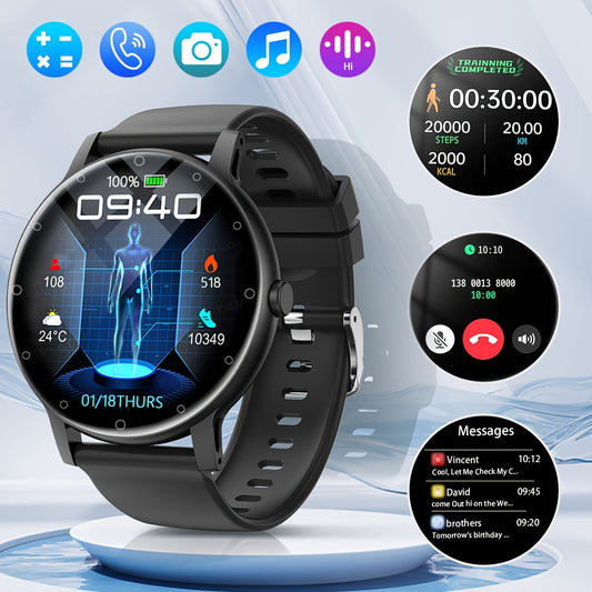 3.53cm Full Touch Smart Watch with Sleep Tracker, Wireless Call, Pedometer, Music Control, 100+ Sport Modes, Ai Control, Games, Fitness Tracker for Android/ IOS Phones. Ideal for Women and