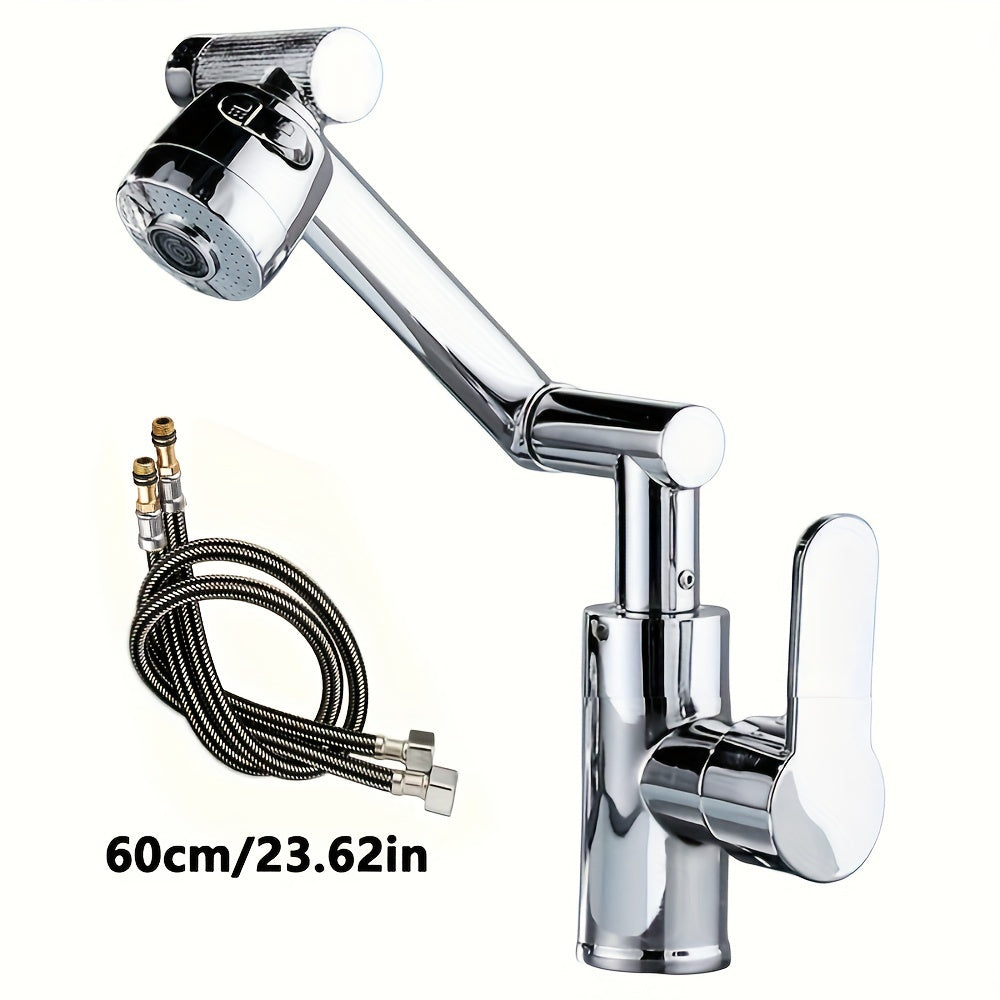 Modern Robotic Arm Faucet Set with 360° Adjustability, Single Hole Deck Mount. Includes Hot and Cold Spout Diverter, Eco-Friendly Paint Finish and Water Intake Pipe. Ideal for Kitchen and