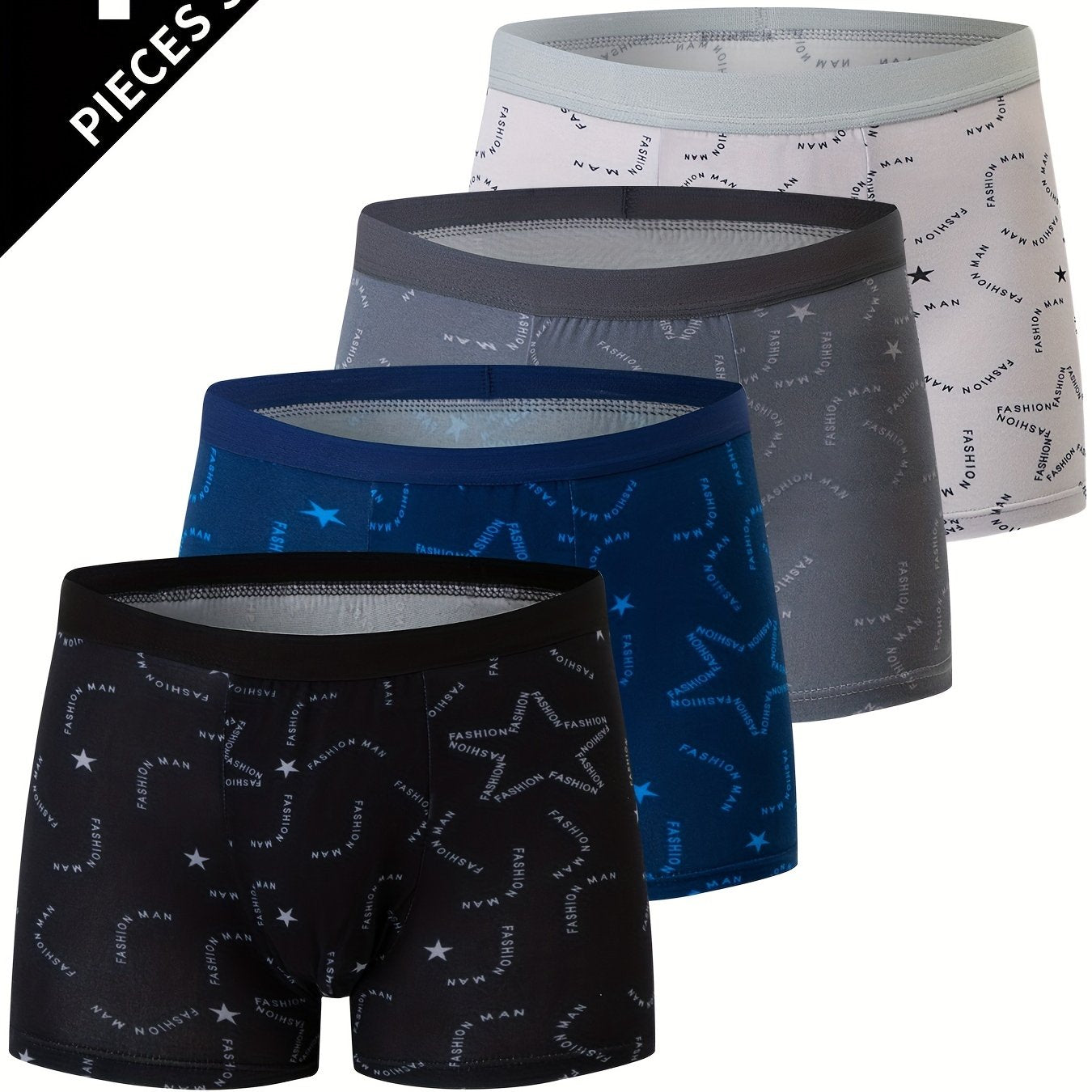 Men's polyester underwear with geometric pattern, slight stretch, knit fabric, 115g/m².