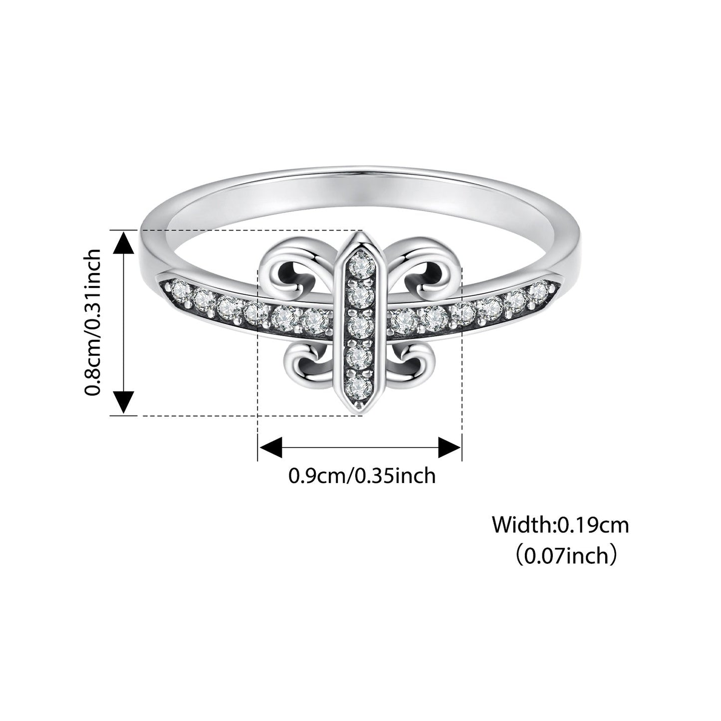 925 Sterling Silver Vintage Iris Flower Ring embellished with Cubic Zirconia, Ideal for Music Festivals and Parties, Lightweight at 2.8g, Suitable for Daily Wear