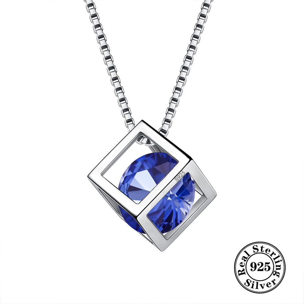 Necklace crafted from 925 Sterling Silver with a 3D Cube Crystal Pendant and Cubic Zirconia accents. Perfect for women, this piece of jewelry exudes elegance and style in a stunning silvery hue.