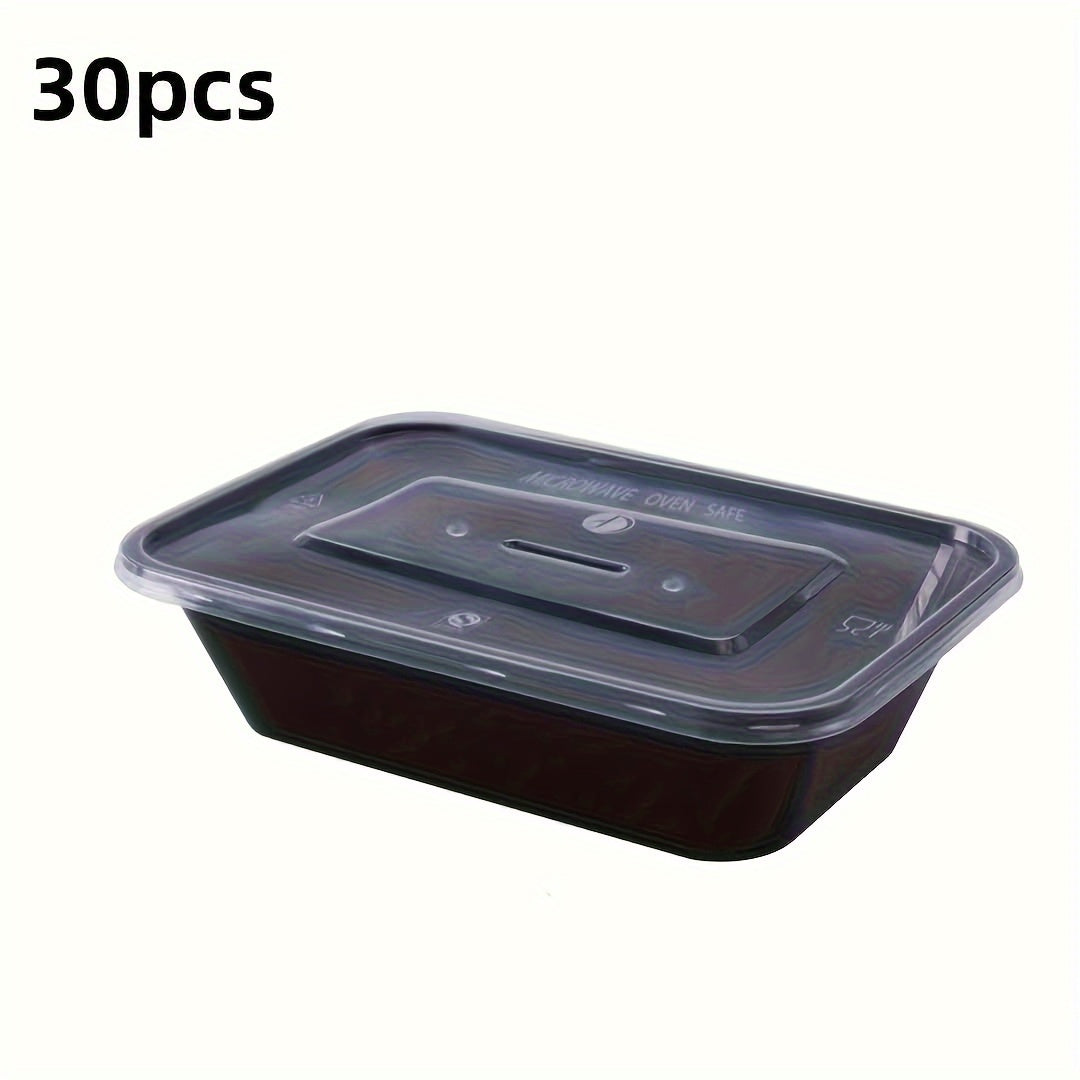 Set of 10/30 meal prep containers that are microwave-safe and perfect for storing takeout food. These leak-resistant containers can be stacked for easy storage and are safe to use in the dishwasher and freezer. They are portable bento boxes that are