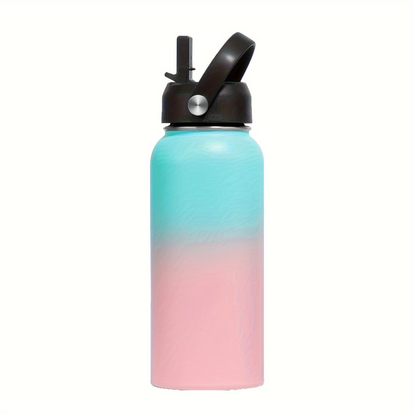 32oz stainless steel thermal water bottle with straw lid, perfect for outdoor activities and school.