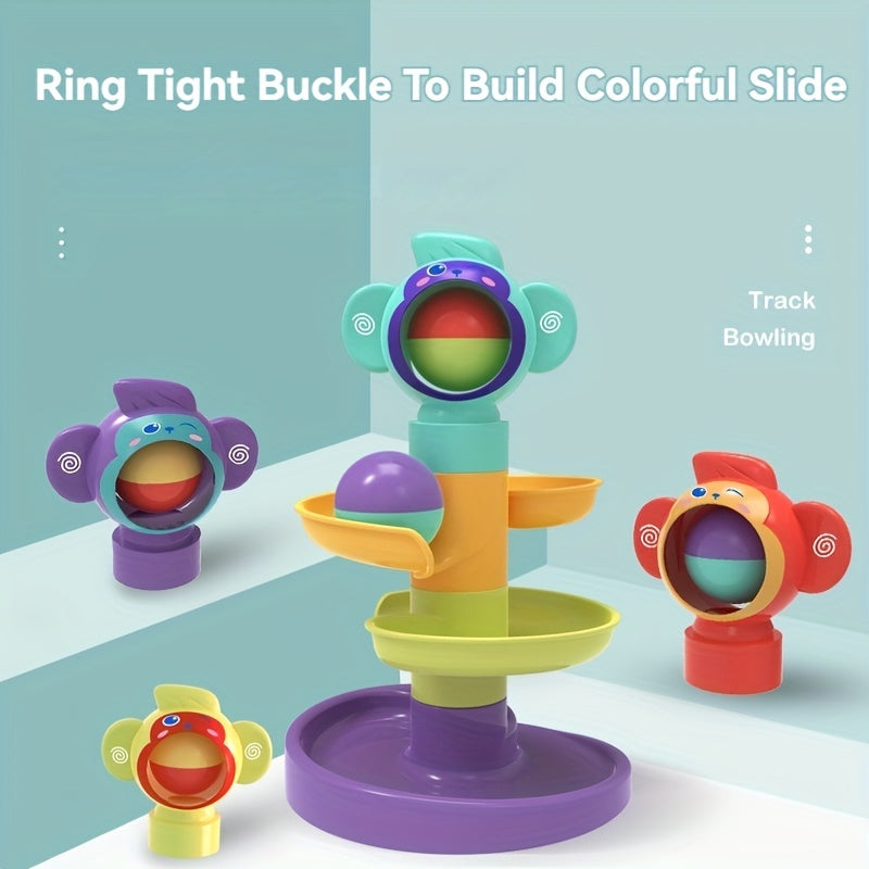 Fun Track Ball Educational Toy Set - Includes Rolling Ball, Stacking Rotating Balls, and Inertial Sliding Ball Track. Perfect for Early Childhood Development. Comes in Random Colors - Great for Birthday, Halloween, Thanksgiving, and Christmas Gifts