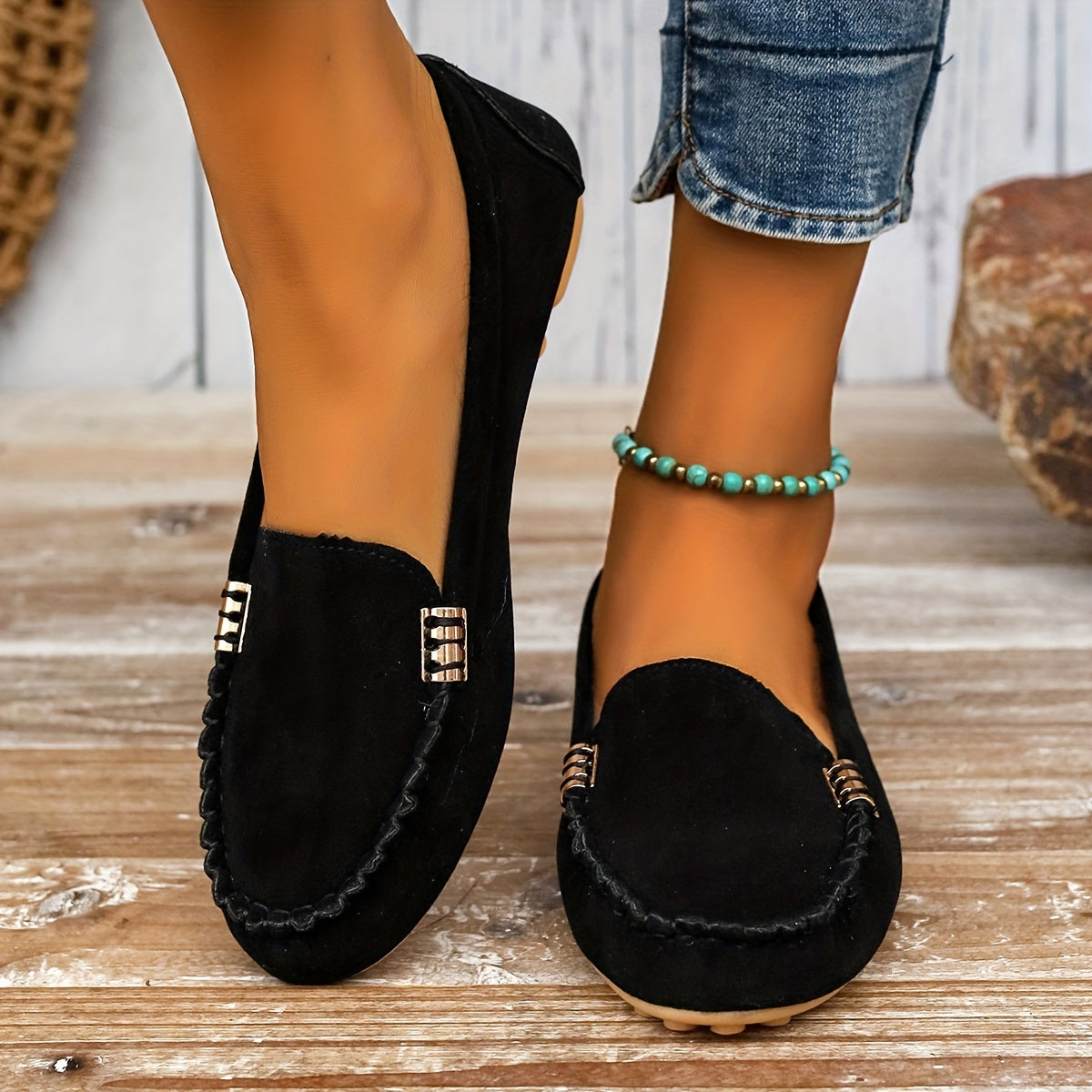 Women's metal loafers - flat, casual slip-on shoes that are lightweight and comfortable.