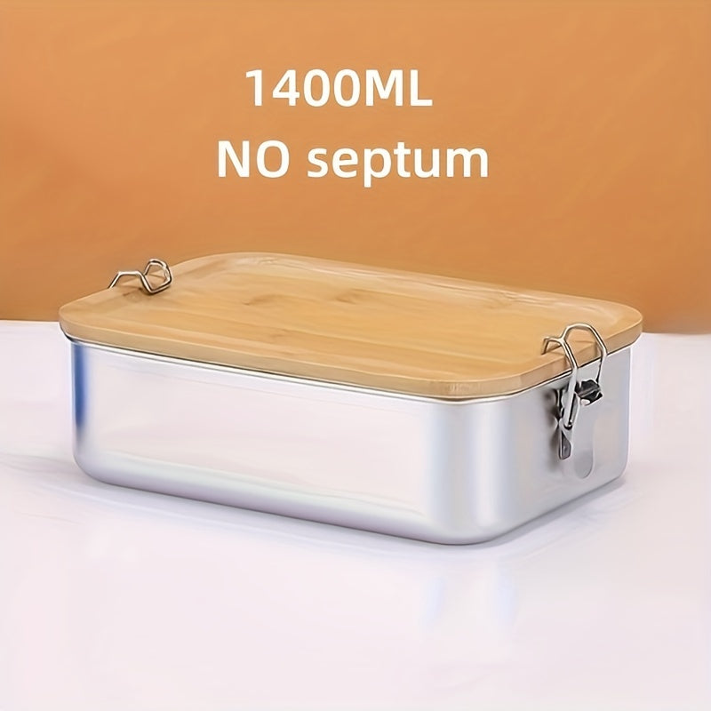 Portable Lunch and Snack Food Container - Bamboo Lid Stainless Steel Bento Box