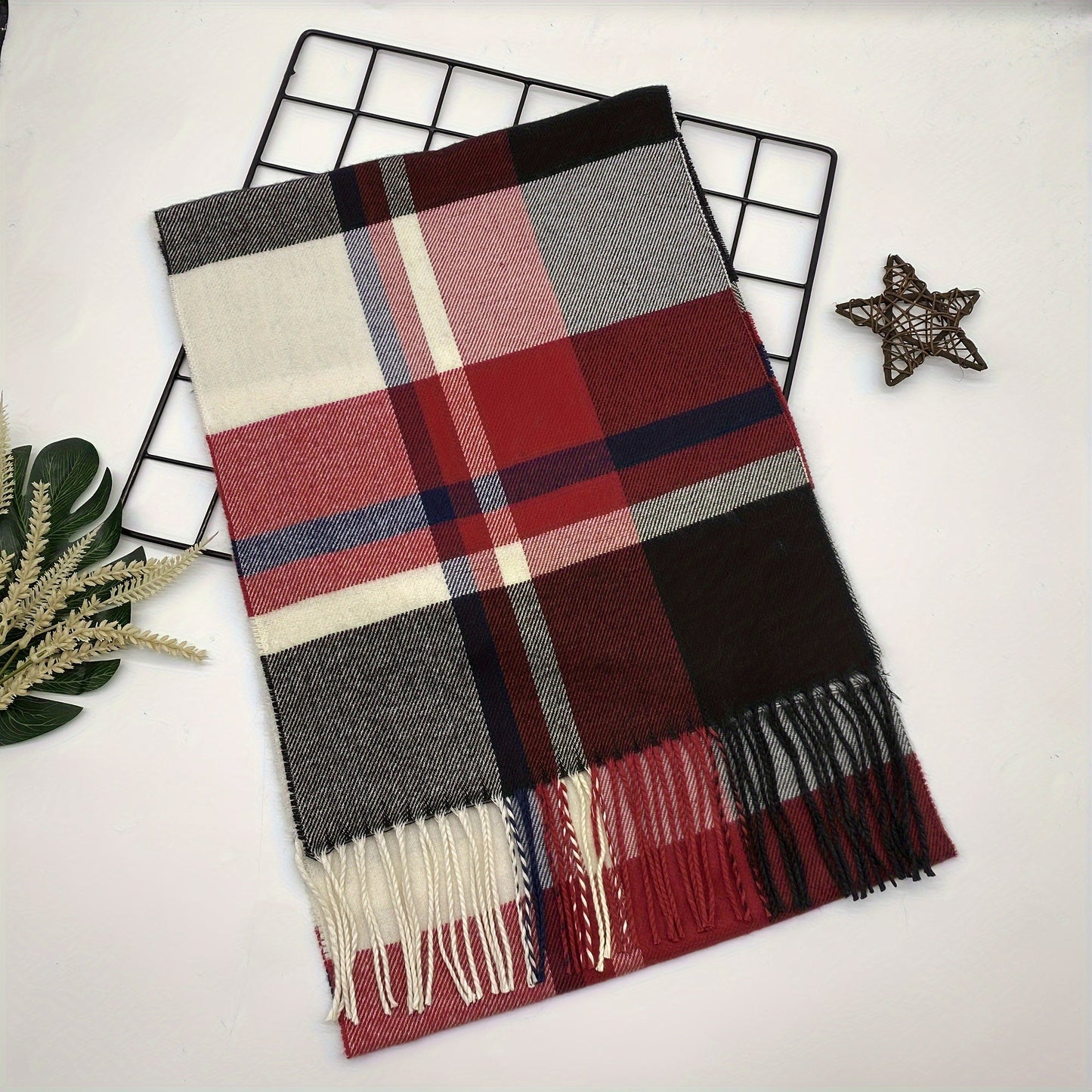 Stylish Plaid Scarf for Men and Women, Perfect for Fall and Winter Seasons