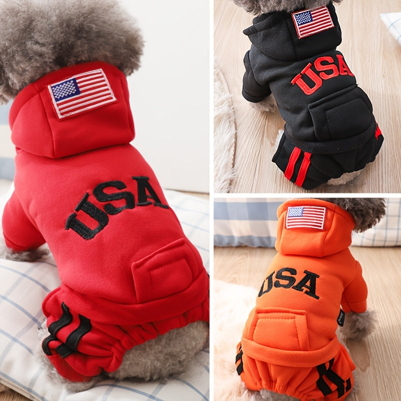 Winter dog hoodies with pockets and embroidery, perfect for small to medium dogs. Size up advised.