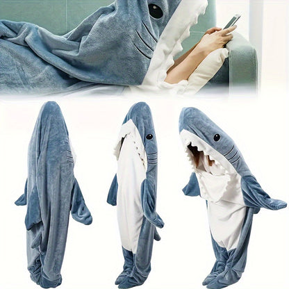 The Shark Wearable Blanket Hoodie is perfect for adults who love cute animal themes. Made with soft and cozy polyester knit, this portable blanket comes with a convenient hood for extra warmth. It is machine washable for easy care and can be worn as a