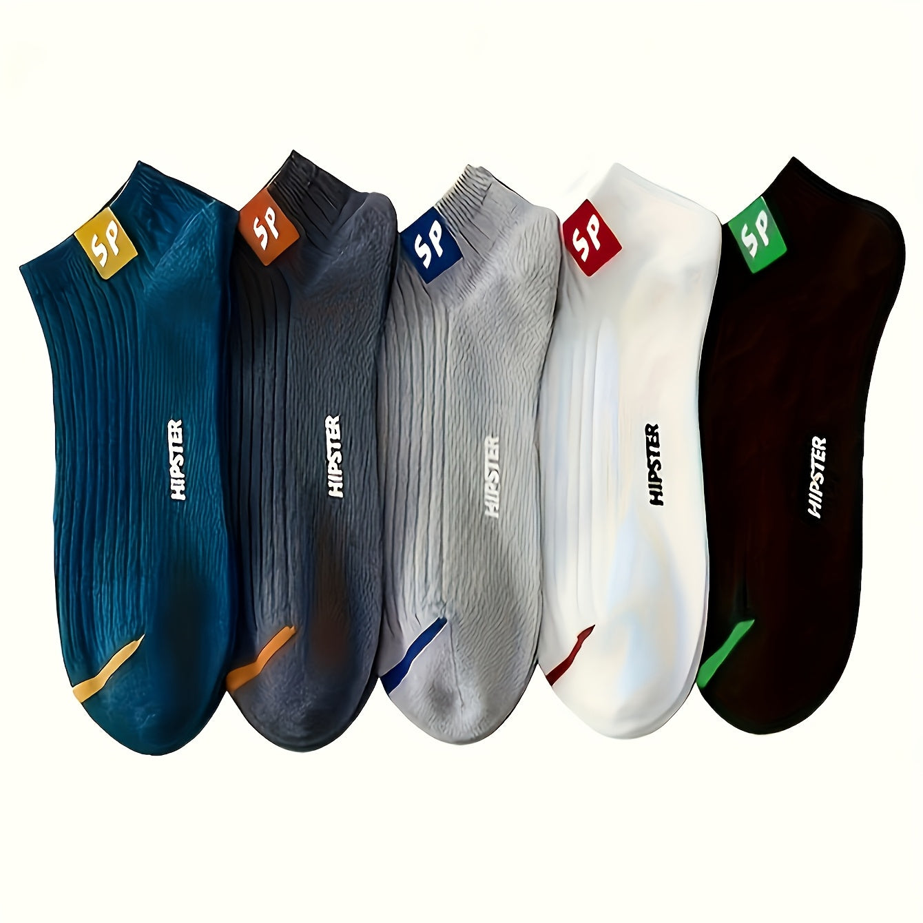 5/10/15/20/30 pairs of fashionable "SP" printed crew socks, comfortable and breathable for men, women, and teenagers. Ideal for outdoor and indoor wear.