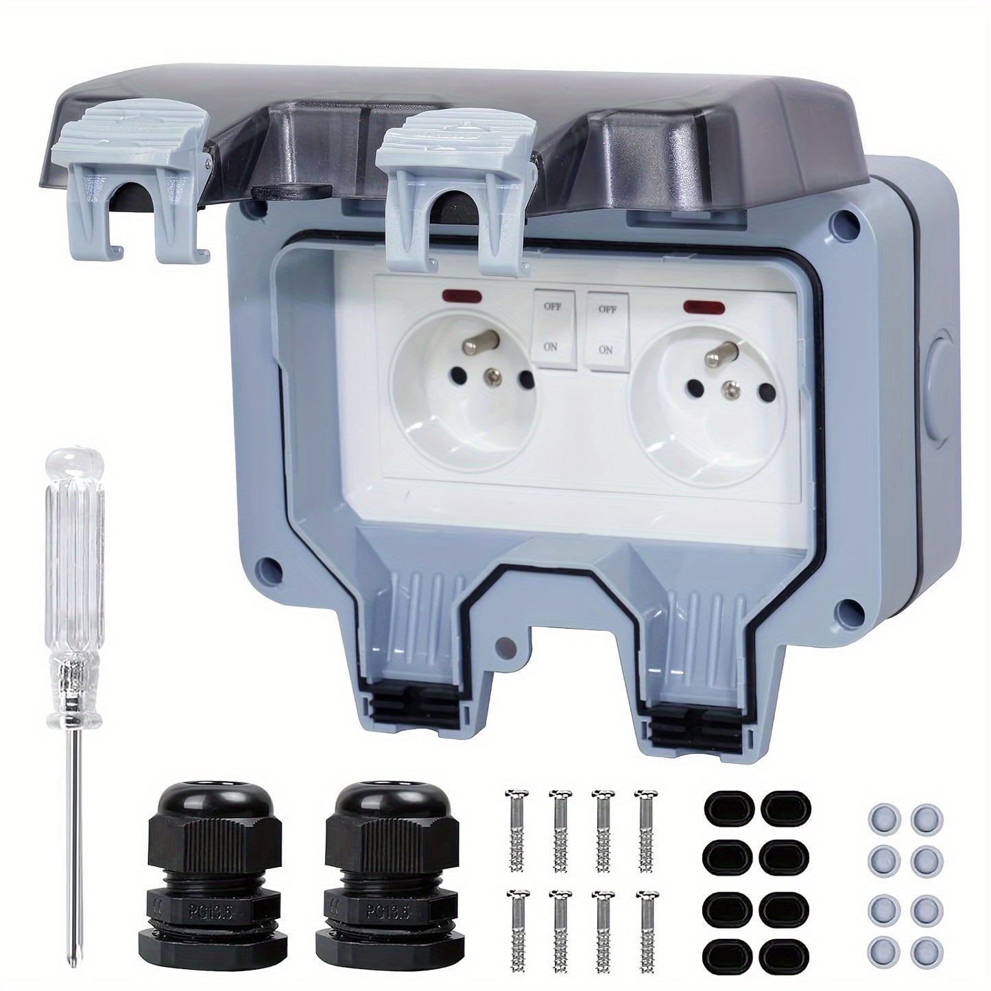 This AC220V/16A Socket Box with Indicator Light Switch is ideal for kitchen, bathroom, and garden wall sockets.