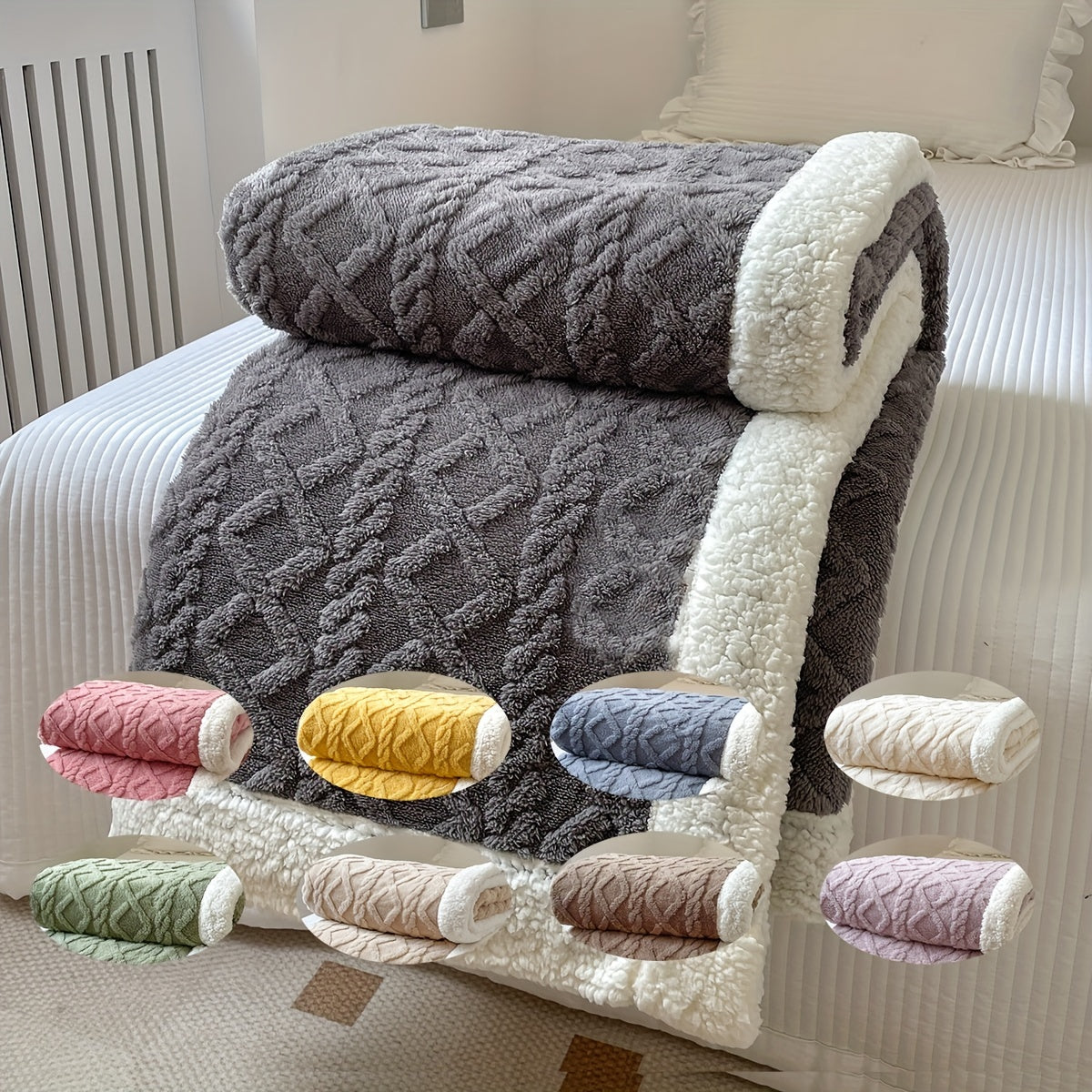 A cozy Double-Sided Fleece Bed Blanket perfect for autumn and winter, also great for staying warm during the summer with its thickened design. Ideal for all seasons and makes a wonderful Christmas gift.