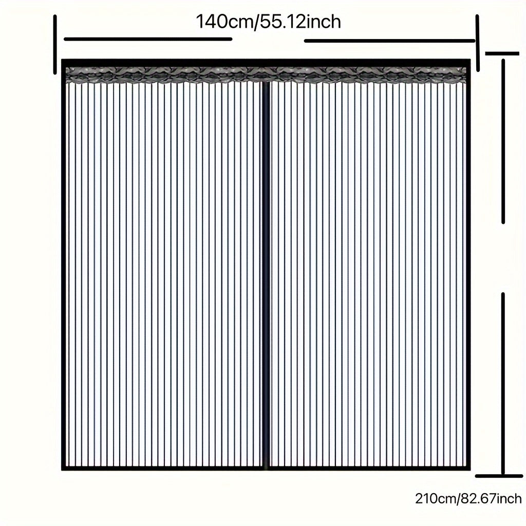 Luxury Black Striped Magnetic Mosquito Screen Door: Breathable, Auto-Closing for Bedroom & Home Decor