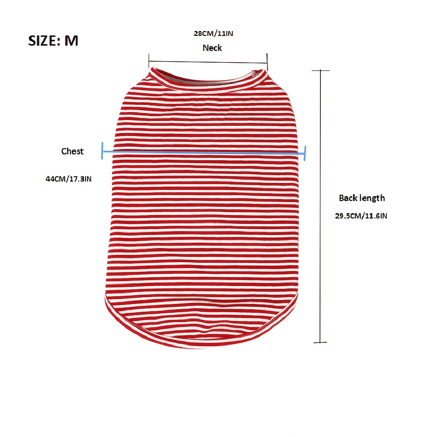 Stylish Striped Pet Vest for Small Pets - Machine Washable, Knit, Pullover Style