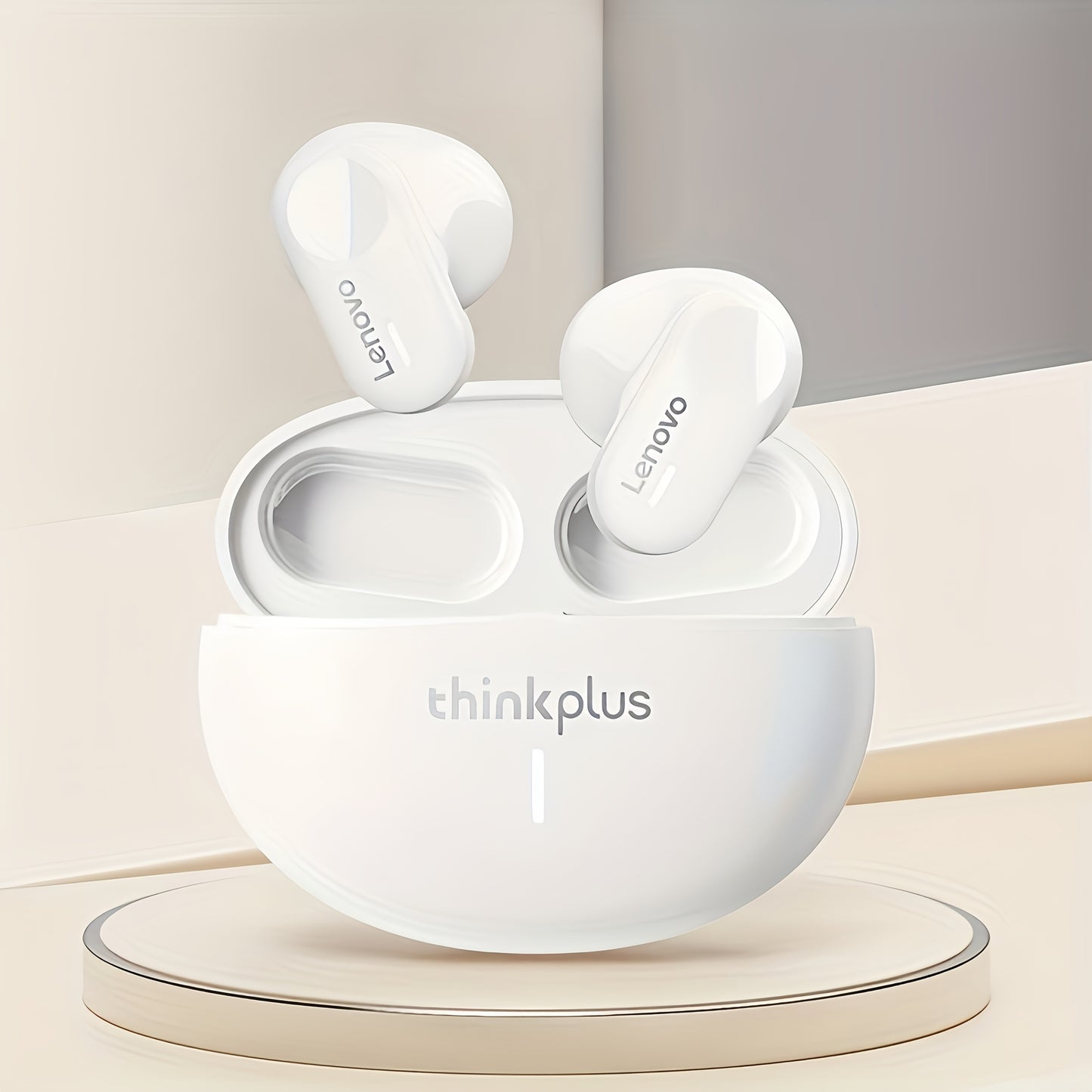 Lenovo True Wireless Earbuds with HiFi Sound, 360° Surround, Dual Host, USB-C Charging, and Long Battery Life for Daily Music Use.