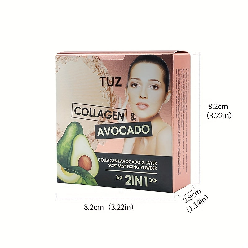 TUZ Avocado Collagen & Vitamin E Pressed Powder - Oil Control, Long-Lasting Matte Finish for All Skin Types with Plant Squalane, Natural Look Compact Face Makeup