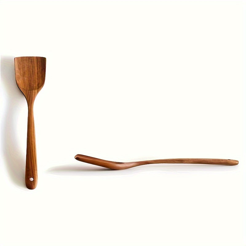 High-Quality Kitchen Utensil Set made from Premium Teak Wood - Comes with Spatula, Ladle, and More - Ideal for Home and Restaurant Cooking