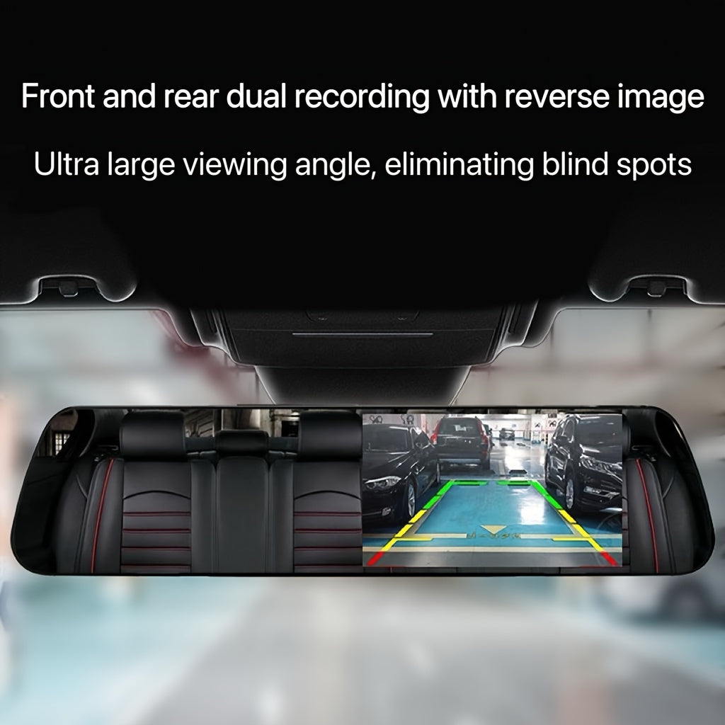 1080P HD Car Recorder with Dual Camera and Anti-Glare Blue Light Rearview Mirror - Easy Mount, USB/Battery Power, Night Vision for Urban Driving, Laptop and Car Compatible.